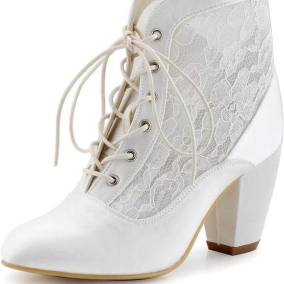 BRIDAL WEDDING LACE UP BOOTS SIZE 8 - Picture 1 of 1